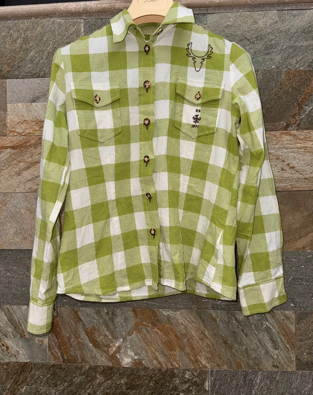 Camicia Tirolese Donna Verde Bianca S