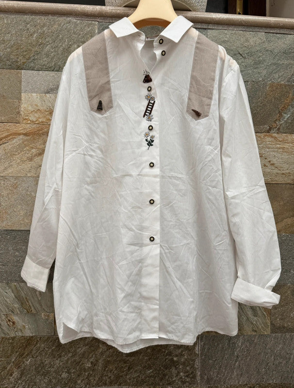 Camicia Donna Tirolese Xl  Con Ricami