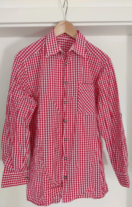 Camicia Tirolese Uomo Rossa L Manica Lunga