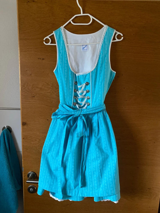 Vestito Tirolese Azzurro Con Grembiule Tg. M