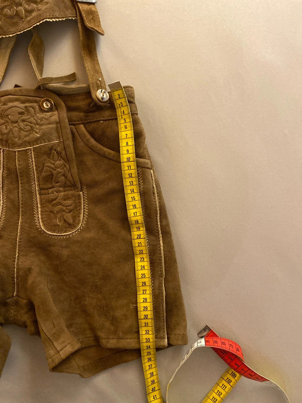 Lederhosen Pantaloni Tirolesi In Pelle Bambino 6-7 Anni
