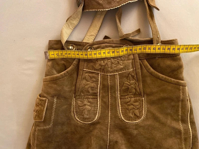 Lederhosen Pantaloni Tirolesi In Pelle Bambino 6-7 Anni