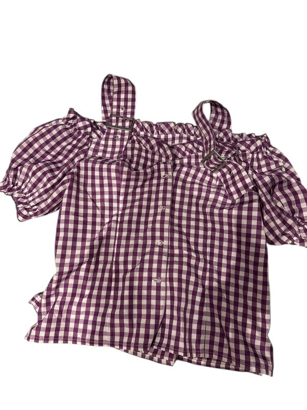 Camicia Tirolese Donna S Bianca Viola