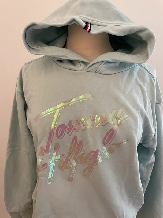 Felpa Donna Tommy Hilfiger Xs Azzurra Con Stampa Olografica