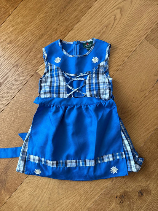 Vestito Tirolese Con Grembiule 18-24 Mesi Blu Scozzese