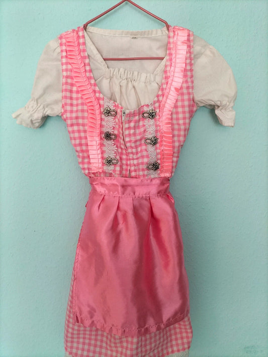 Vestito Tirolese 7-8 Anni Con Camicia E Grembiule Rosa