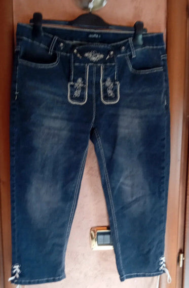 Pantaloni Tirolesi In Jeans Grigi L