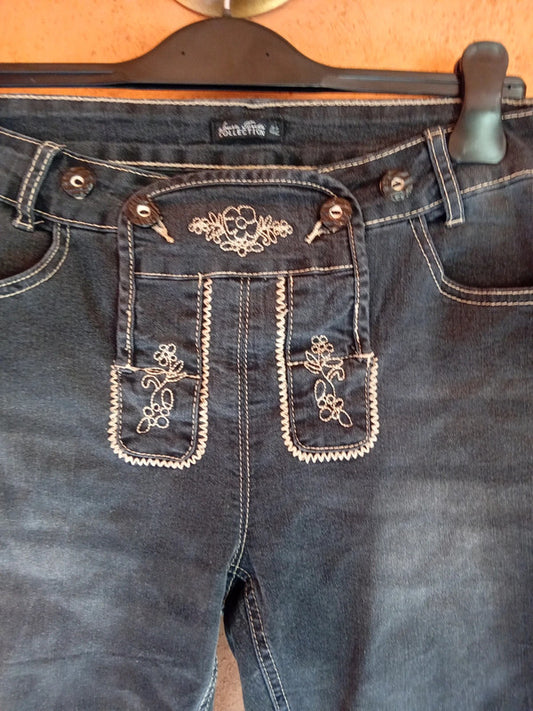 Pantaloni Tirolesi In Jeans Grigi L