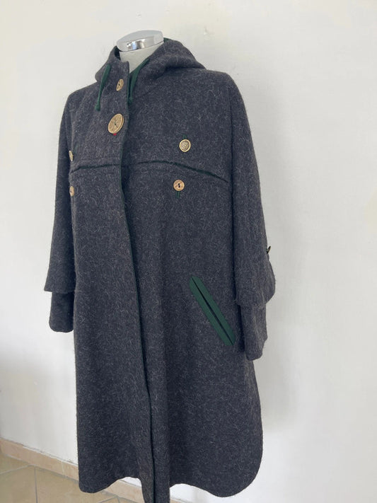 Mantella Tirolese Loden Da Donna In Pura Lana Tg. S/m By H. Moser