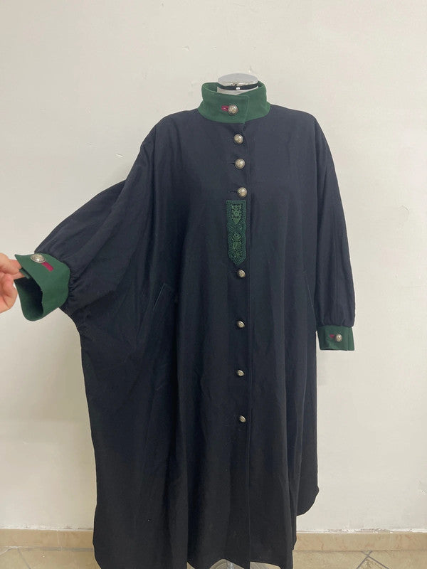 Mantella Tirolese Vintage Da Donna In Lana Nera Xl