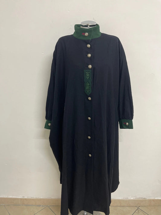 Mantella Tirolese Vintage Da Donna In Lana Nera Xl