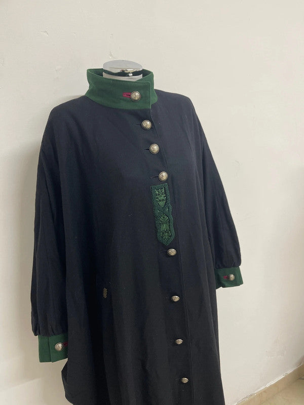 Mantella Tirolese Vintage Da Donna In Lana Nera Xl