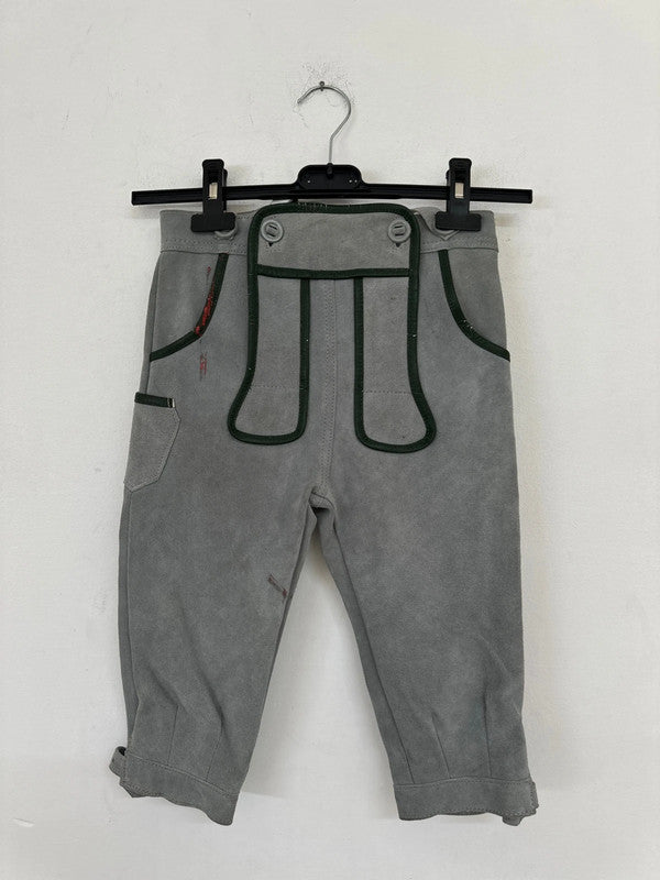 Pantaloni Tirolesi In Pelle Lederhosen Bimbo 5-6 Anni Nuovi