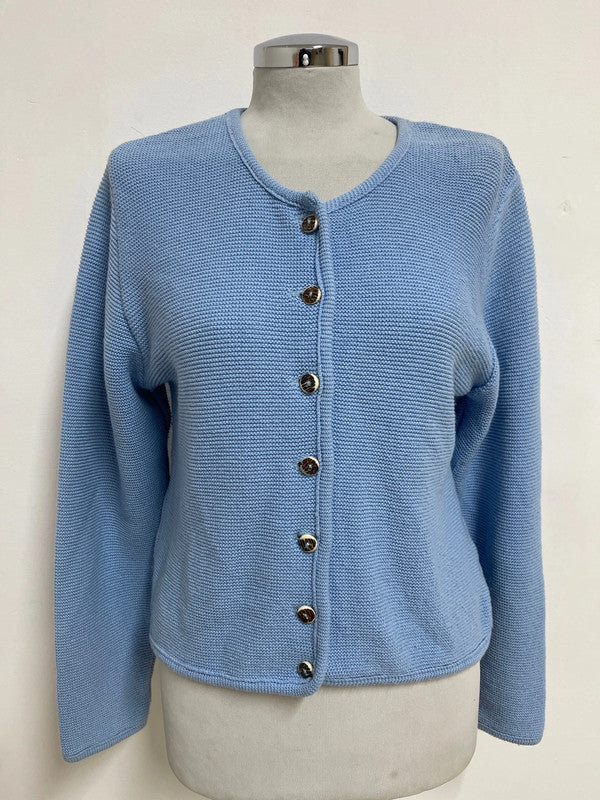 Cardigan Tirolese Azzurro In Cotone Country Line M
