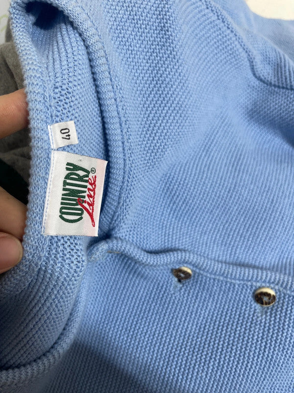 Cardigan Tirolese Azzurro In Cotone Country Line M