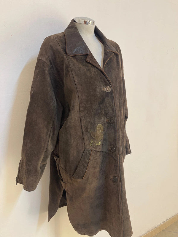 Cappotto Tirolese Vintage Da Donna In Pelle Tg. M