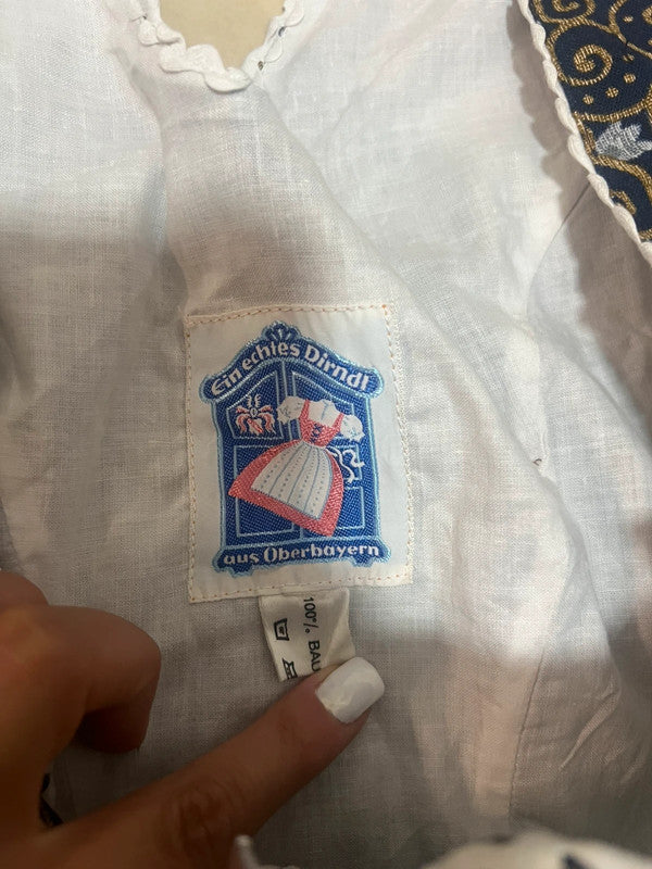 Vestito Tirolese L Donna Fant Blu Vintage