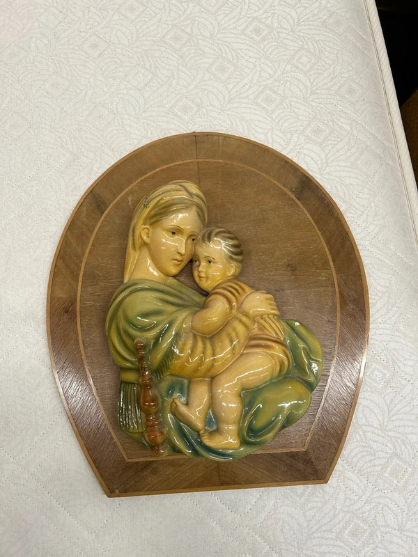 Placca Legno Gesu Madonna