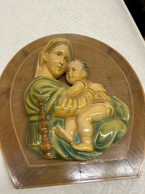 Placca Legno Gesu Madonna