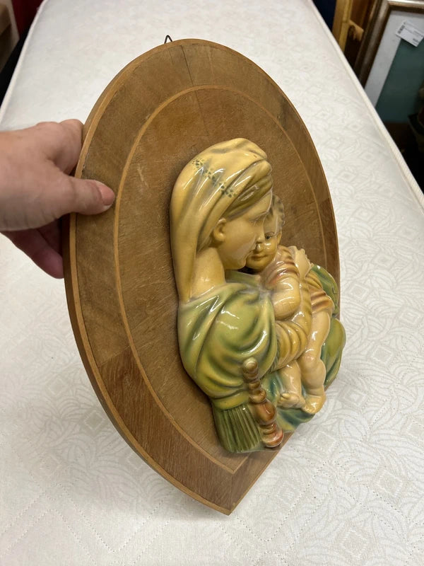 Placca Legno Gesu Madonna