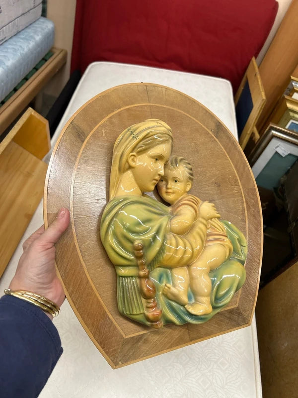 Placca Legno Gesu Madonna