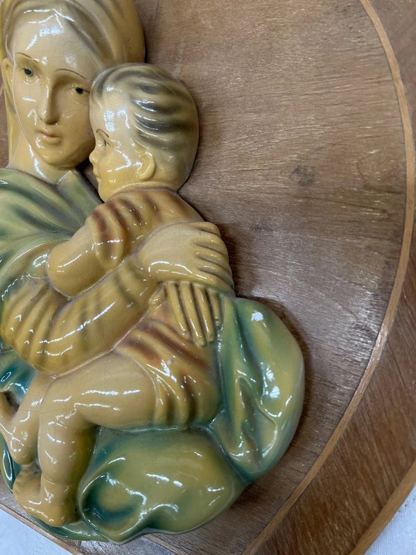 Placca Legno Gesu Madonna