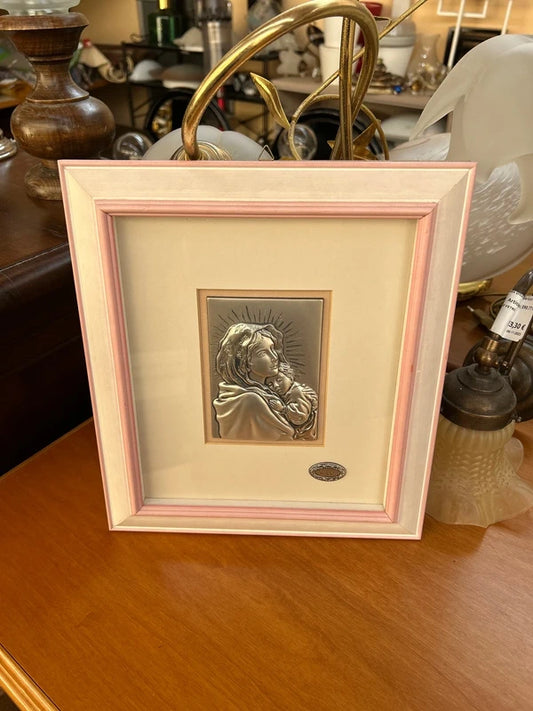 Placca Madonna Con Bambino Argento 925 Valori