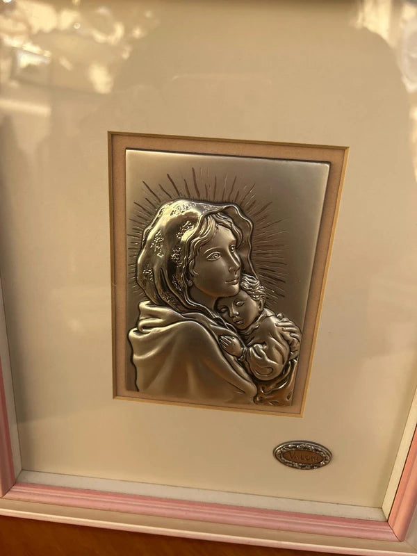 Placca Madonna Con Bambino Argento 925 Valori