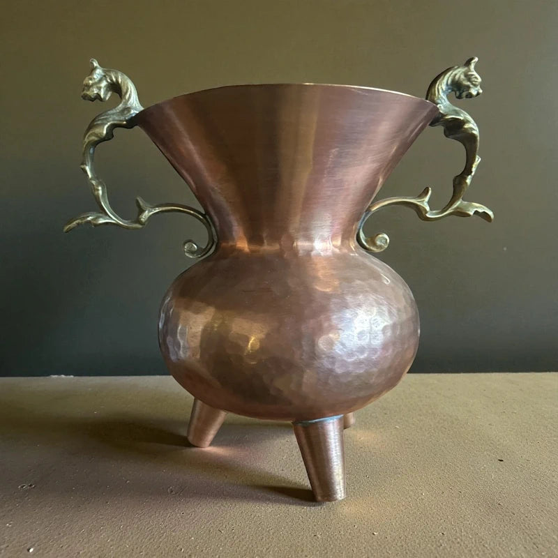 Anfora Rame Manici Ottone Con Piedini