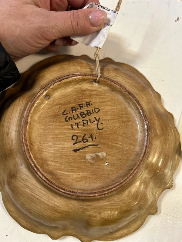 Coppetta ceramica C.A.F.F. Gubbio dipinta a mano