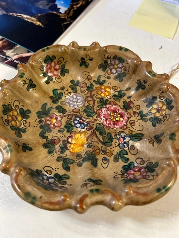 Coppetta ceramica C.A.F.F. Gubbio dipinta a mano