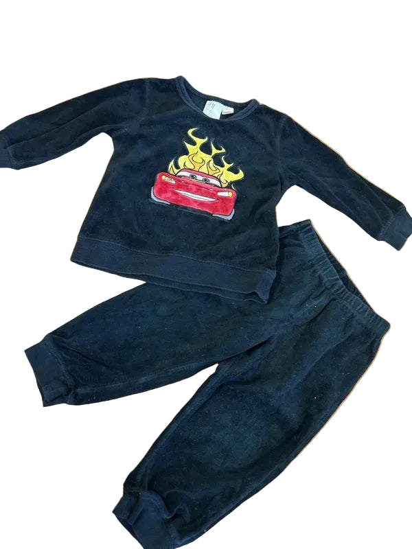 Completo Due Pezzi H&m Cars Nero In Ciniglia 1-2 Anni