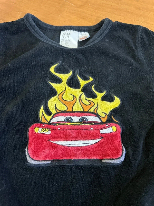 Completo Due Pezzi H&m Cars Nero In Ciniglia 1-2 Anni
