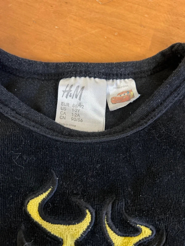 Completo Due Pezzi H&m Cars Nero In Ciniglia 1-2 Anni