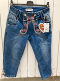 Jeans Tirolesi Nuovi Colloseum S Donna Con Ricami Rose