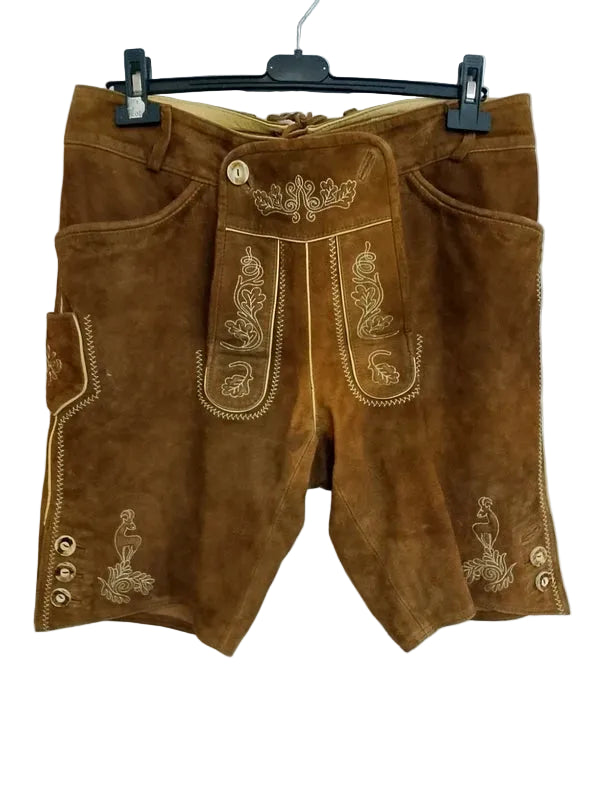 Lederhosen In Pelle Tirolesi 50 Marrone Chiaro