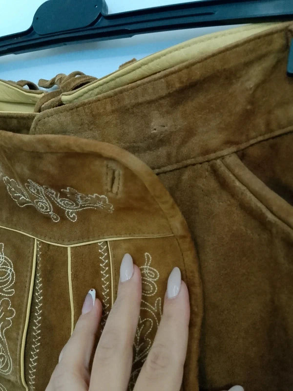 Lederhosen In Pelle Tirolesi 50 Marrone Chiaro