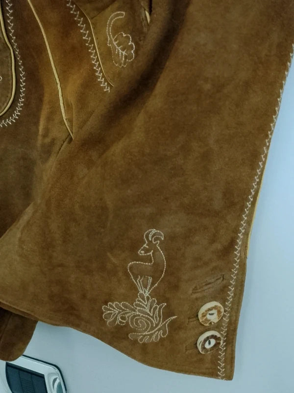 Lederhosen In Pelle Tirolesi 50 Marrone Chiaro