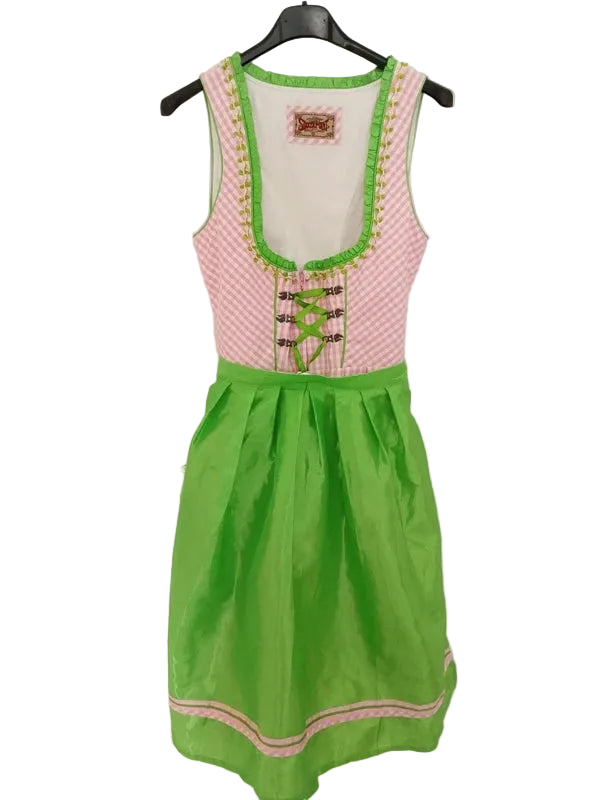 Vestito Tirolese Rosa Stockerpoint Con Grembiule Verde Acido S