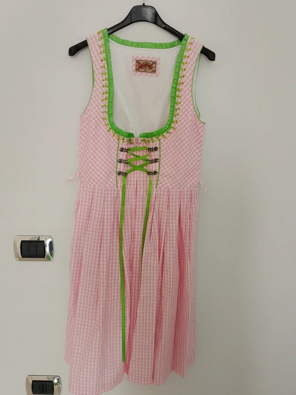 Vestito Tirolese Rosa Stockerpoint Con Grembiule Verde Acido S