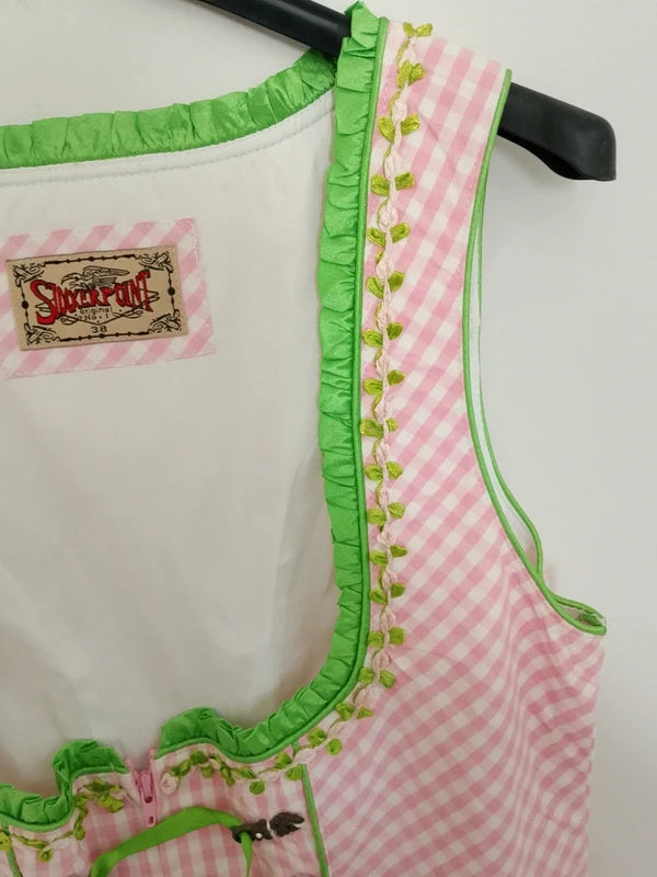 Vestito Tirolese Rosa Stockerpoint Con Grembiule Verde Acido S