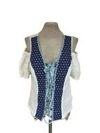 Maglietta Tirolese Donna Bianca Blu L