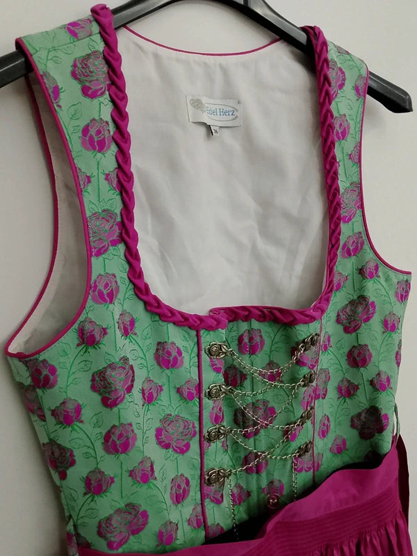 Vestito Tirolese Edelherz Con Grembiule Rosa Scuro S