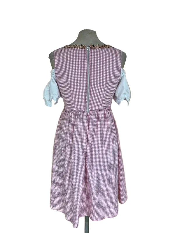 Vestito Dirndl Tirolese Da Donna S Rosa Bianco