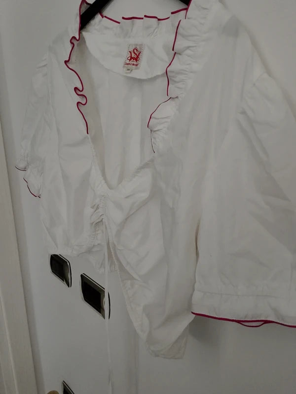Camicia Corta Tirolese Xxxxl 54 Bordo Rosso