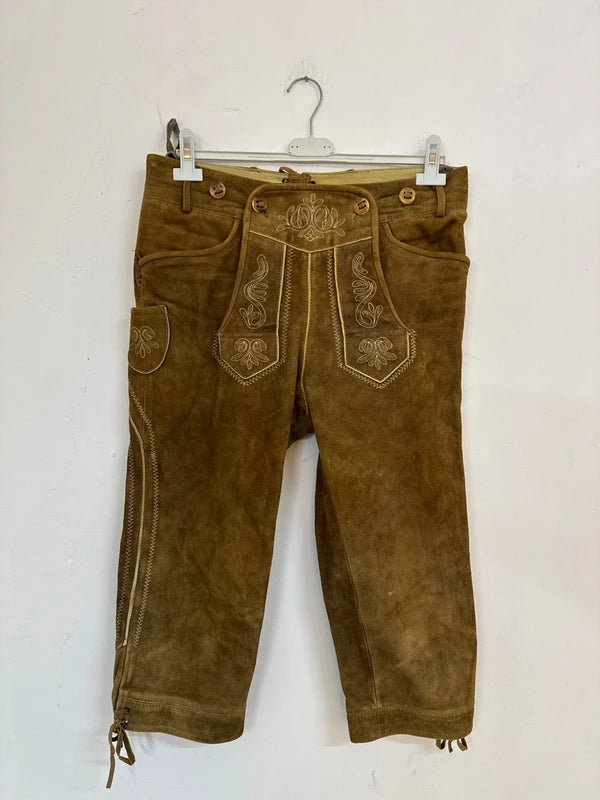 Pantalone Tirolese Da Uomo 46 M In Pelle Lederhosen