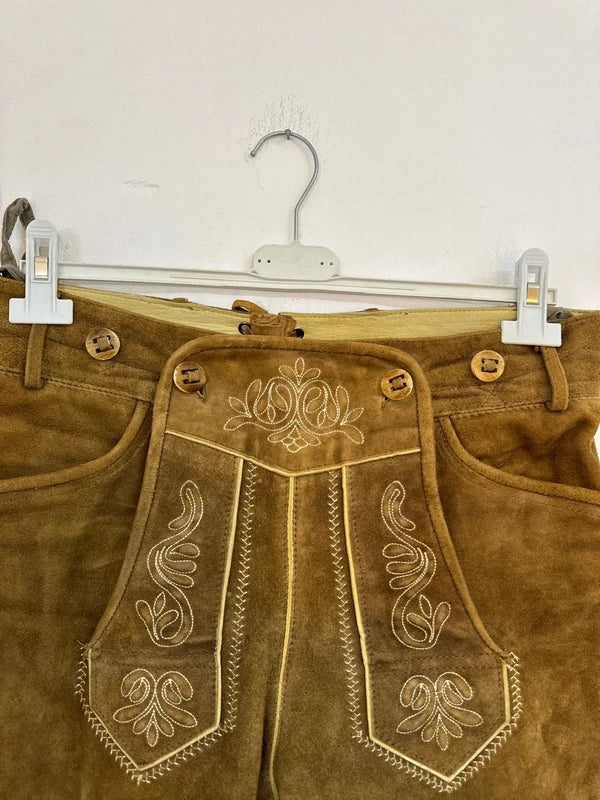 Pantalone Tirolese Da Uomo 46 M In Pelle Lederhosen