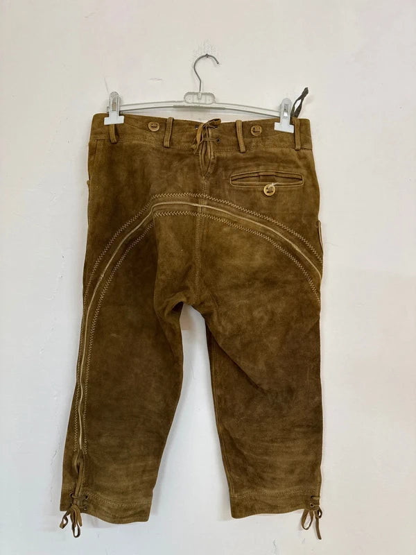 Pantalone Tirolese Da Uomo 46 M In Pelle Lederhosen
