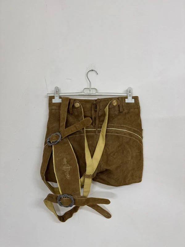 Pantaloncino Tirolese Lederhosen In Pelle Da Donna S / It 42 / Eu 36