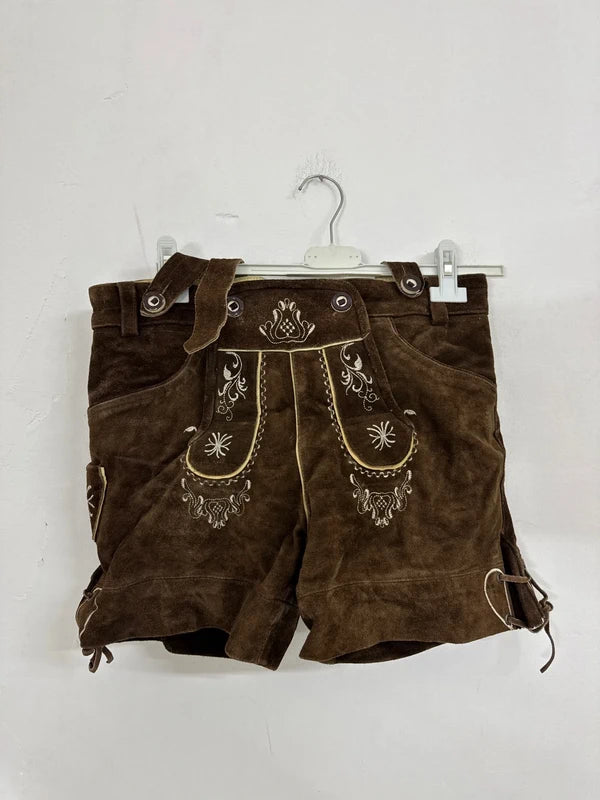 Pantaloncino Tirolese Lederhosen In Pelle Da Donna S / It 42 / Eu 36